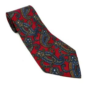 Kuppenheimer Mens Clothiers Silk Paisley‎ Necktie Red Blue Yellow Handmade